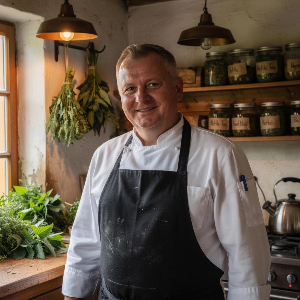 Dilgėlių arbatos puodelis, garuojantis ir kvapnus, patiekiamas šalia šviežių citrinų.